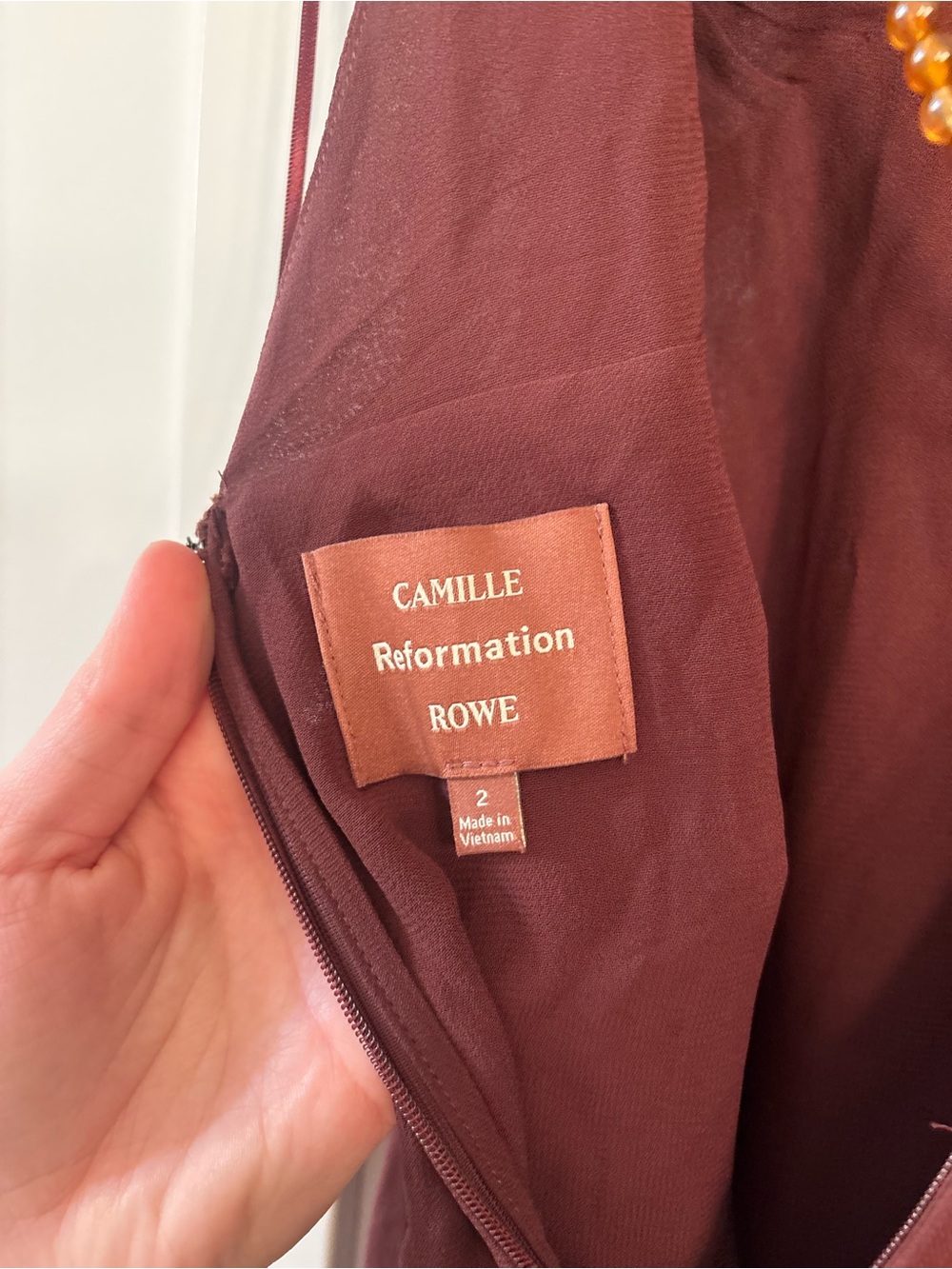 new Reformation Hugo Camille Row collection gown in Mahogany brown viscose - Picture 10 of 11
